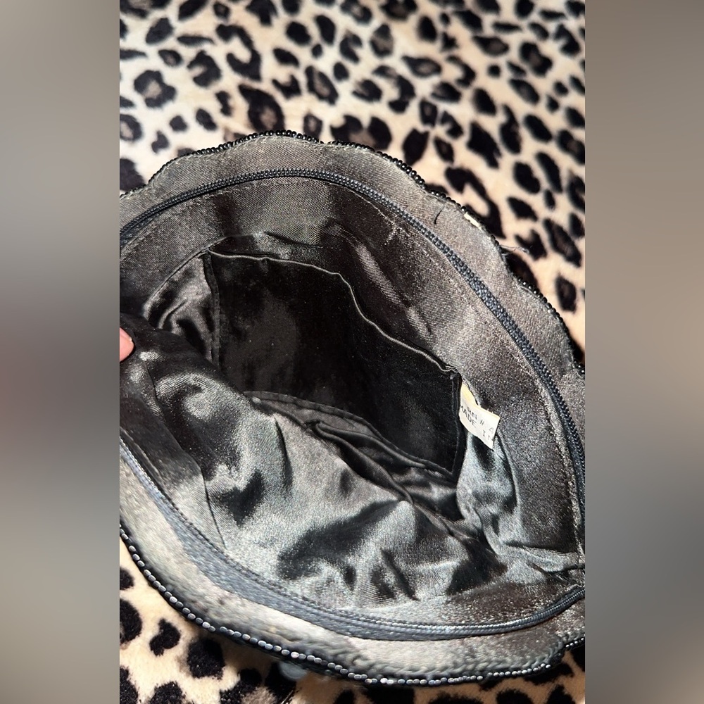 Chic Black Beaded Shell Clutch - image 3